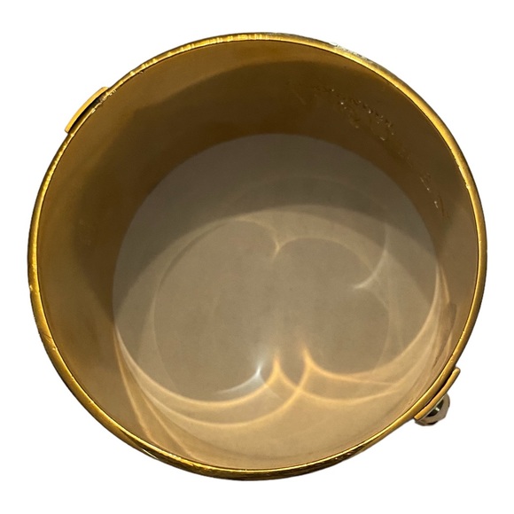 Alexander McQueen Name Logo Skull Cream & Gold Wide Bangle Cuff Bracelet EUC - Picture 6 of 6